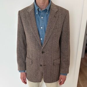 J.Crew Brown Herringbone Tweed Wool Sport Coat 40R